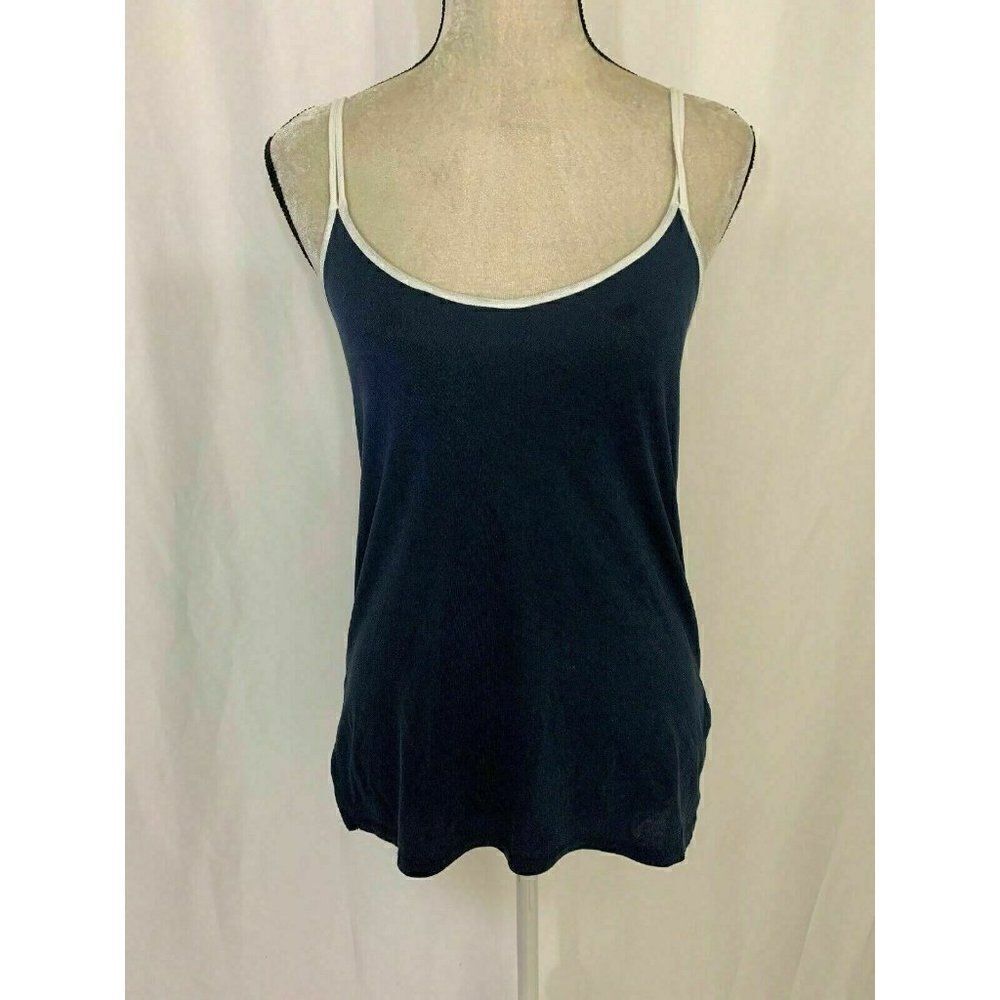 Splendid Womens Navy Blue White Scoop Neck Spaghetti Strap Tank Top Xs